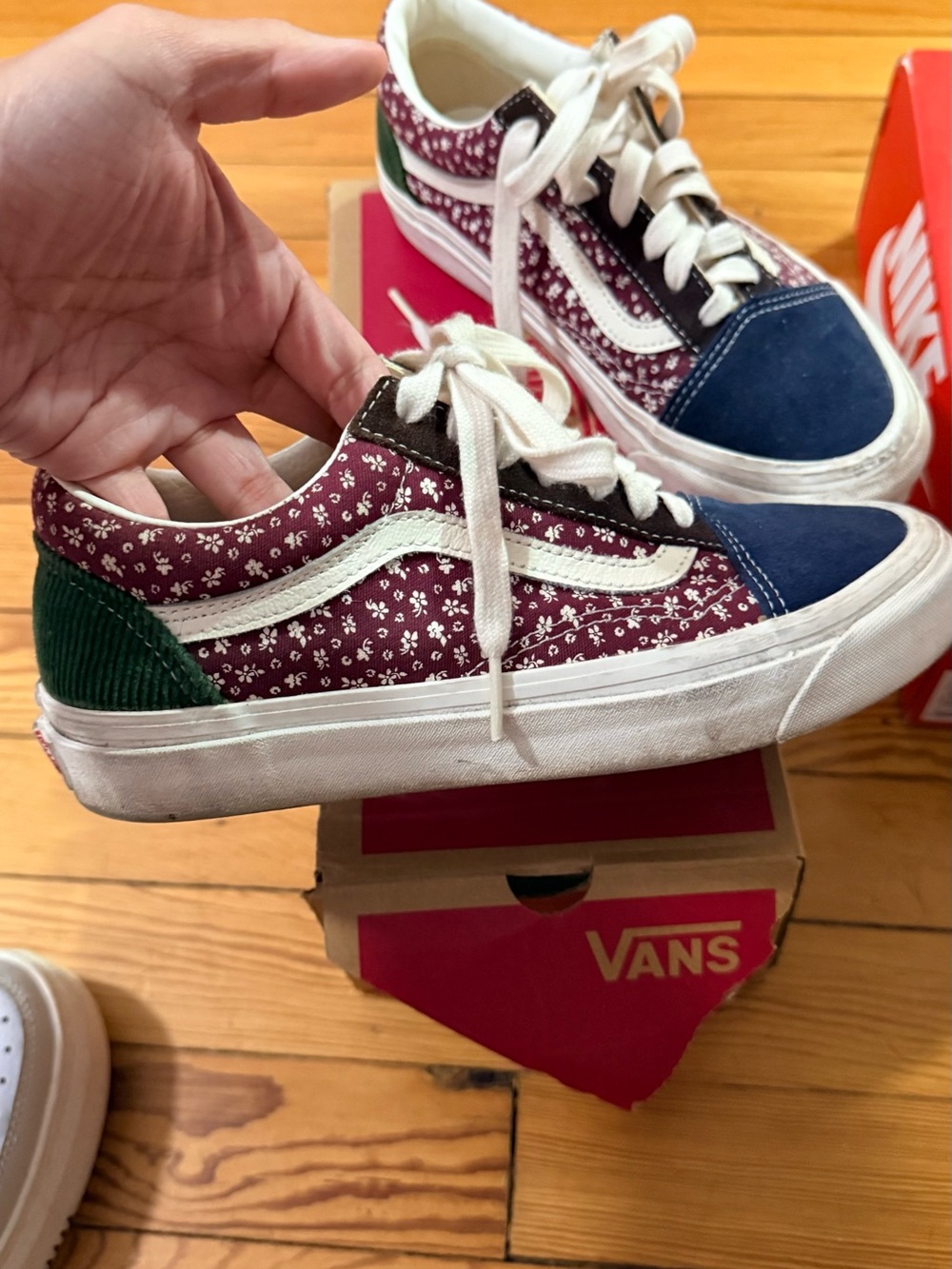 Vans Old Skool Floral Sneakers - Burgundy, Navy, Green